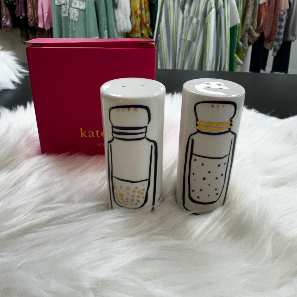 Kate Spade White and Black Salt & Pepper Shakers